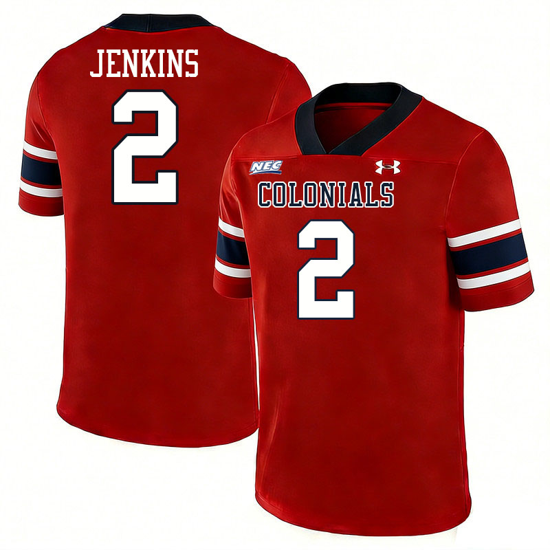 Robert Morris Colonials #2 Jayson Jenkins College Football Jerseys,Uniforms Stitched-Red